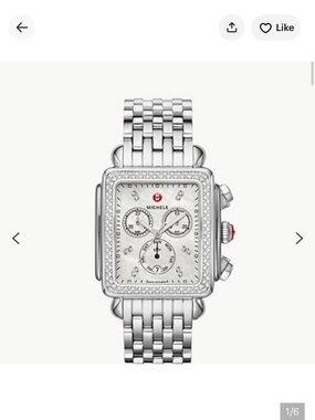 Michele Silver Stainless Steel Diamond-Accent Chronograph 💯 authentic